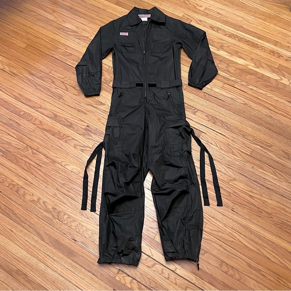 Vtg Black 90s UFO Rave Acid Rap Jumpsuit XXS Cargo Utility Y2K Zipped Aphex Twin